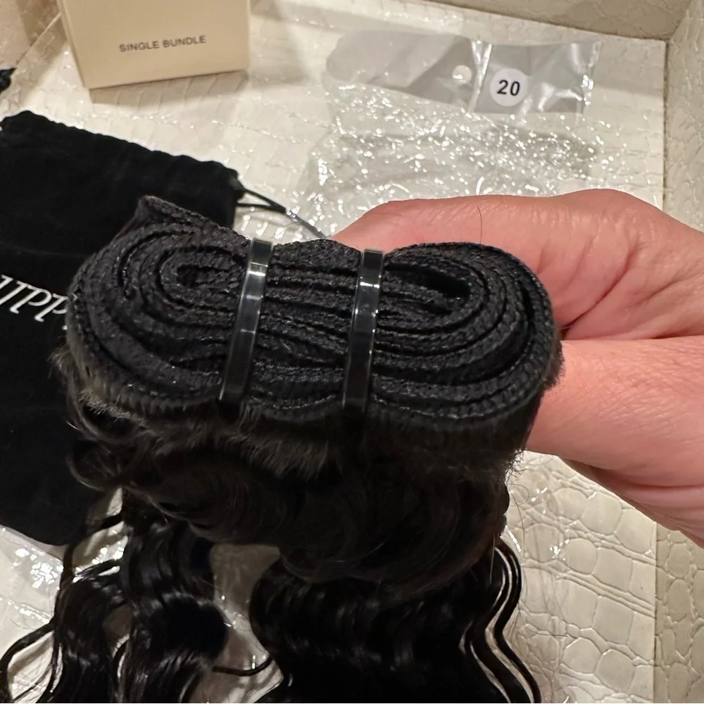 20”‎ Natural Black Deep Wave Sew In Weft 100% Human Hair 100g #QD1